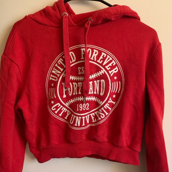 Red & White graphic hoodie - Picture 1 of 2